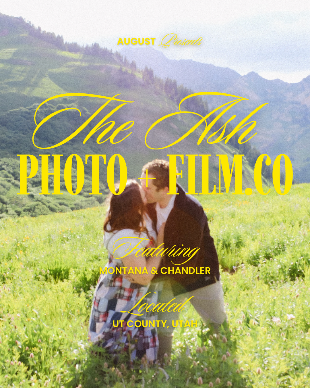 Couple in a sunlit Utah wildflower meadow